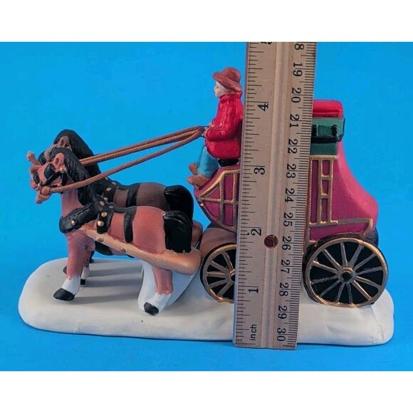 VTG Christmas Valley STAGE COACH Figurine Seasonal Specialties 1995 w/ Box - Picture 9 of 16